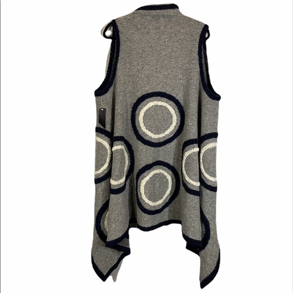 NWT Aris. A Wool Blend Circle Knit Design Open Front Sleeveless Sweater Duster - Picture 10 of 16